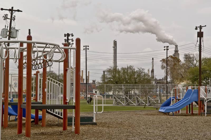 children's playground by a powerplant